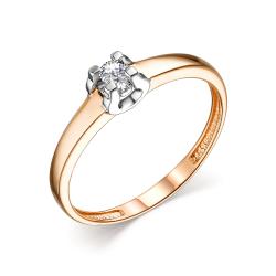Золотое кольцо АЛЬКОР 14003-100 с бриллиантом 14003-100 фото