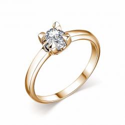 Золотое помолвочное кольцо АЛЬКОР с бриллиантом 14174-100 14174-100 фото