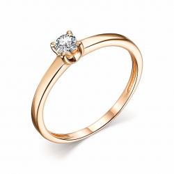 Золотое кольцо АЛЬКОР 14237-100 с бриллиантом 14237-100 фото