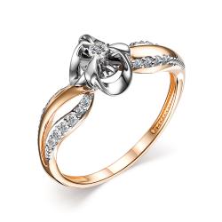 Золотое кольцо АЛЬКОР 14495-100 с бриллиантом 14495-100 фото