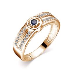 Золотое кольцо АЛЬКОР 14501-102 с бриллиантом и сапфиром 14501-102 фото