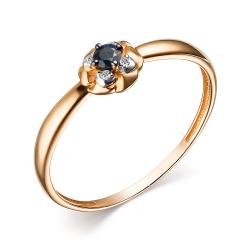Золотое кольцо АЛЬКОР 15023-102 с бриллиантом и сапфиром 15023-102 фото