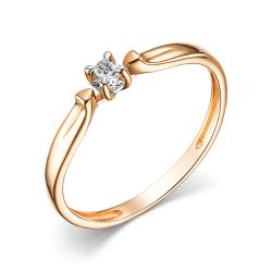 Золотое кольцо АЛЬКОР 15681-100 с бриллиантом 15681-100 фото