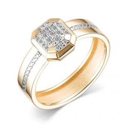 Золотое кольцо АЛЬКОР 15741-100 с бриллиантом 15741-100 фото