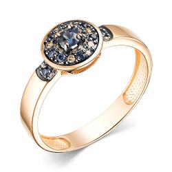 Золотое кольцо АЛЬКОР 15754-170 с бриллиантом и сапфиром 15754-170 фото
