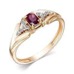 Золотое кольцо АЛЬКОР 15778-103 с бриллиантом и рубином 15778-103 фото