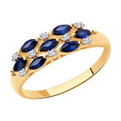 Золотое кольцо SOKOLOV 2010670 с бриллиантом и сапфиром 2010670 фото