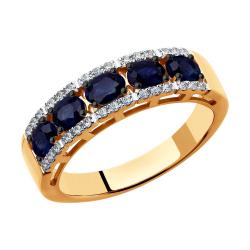 Золотое кольцо SOKOLOV 2011007 с бриллиантом и сапфиром 2011007 фото