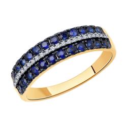 Золотое кольцо SOKOLOV 2011038 с бриллиантом и сапфиром 2011038 фото