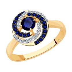 Золотое кольцо SOKOLOV 2011051 с бриллиантом и сапфиром 2011051 фото