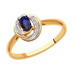 Золотое кольцо SOKOLOV 2011132 с бриллиантом и сапфиром 2011132 фото