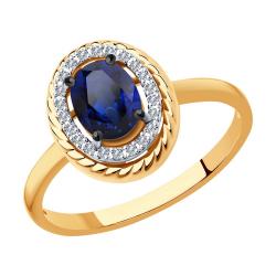 Золотое кольцо SOKOLOV 2011174 с бриллиантом и сапфиром 2011174 фото