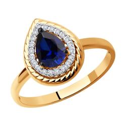 Золотое кольцо SOKOLOV 2011175 с бриллиантом и сапфиром 2011175 фото
