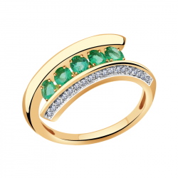 Золотое кольцо Александра 2011848ск с бриллиантом и изумрудом 2011848ск фото
