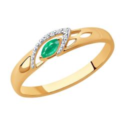 Золотое кольцо SOKOLOV 3010514 с бриллиантом и изумрудом 3010514 фото