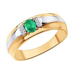 Золотое кольцо SOKOLOV 3010539 с бриллиантом и изумрудом 3010539 фото