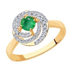 Золотое кольцо SOKOLOV 3010549 с бриллиантом и изумрудом 3010549 фото