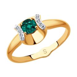Золотое кольцо SOKOLOV 3010560 с бриллиантом и изумрудом 3010560 фото