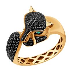 Золотое кольцо SOKOLOV 3010580 с изумрудом и чёрным бриллиантом 3010580 фото