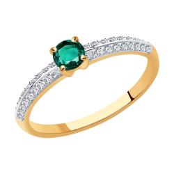 Золотое кольцо SOKOLOV 3010600 с бриллиантом и изумрудом 3010600 фото