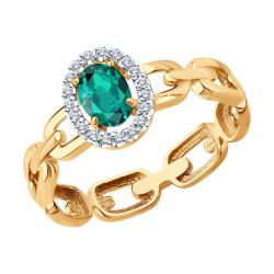 Золотое кольцо SOKOLOV 3010703 с бриллиантом и изумрудом 3010703 фото