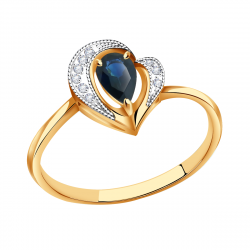 Золотое кольцо Александра 3011078ск с бриллиантом и сапфиром 3011078ск фото