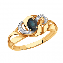 Золотое кольцо Александра 3011796ск с бриллиантом и сапфиром 3011796ск фото
