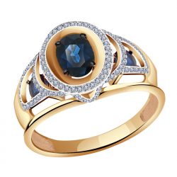 Золотое кольцо Александра 3011893ск с бриллиантом и сапфиром 3011893ск фото
