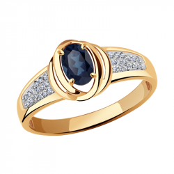 Золотое кольцо Александра 3011954ск с бриллиантом и сапфиром 3011954ск фото