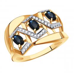 Золотое кольцо Александра 3012282ск с бриллиантом и сапфиром 3012282ск фото