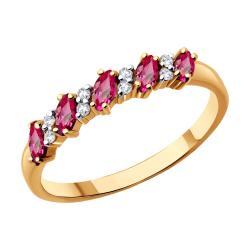 Золотое кольцо SOKOLOV 4010027 с бриллиантом и рубином 4010027 фото