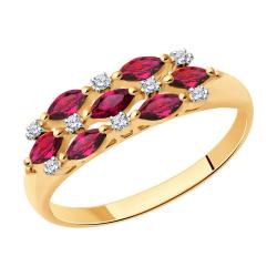 Золотое кольцо SOKOLOV 4010033 с бриллиантом и рубином 4010033 фото