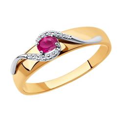 Золотое кольцо SOKOLOV 4010600 с бриллиантом и рубином 4010600 фото