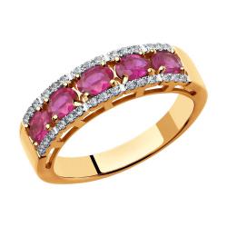 Золотое кольцо SOKOLOV 4010605 с бриллиантом и рубином 4010605 фото