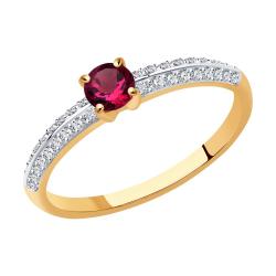 Золотое кольцо SOKOLOV 4010667 с бриллиантом и рубином 4010667 фото