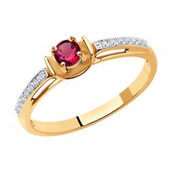 Золотое кольцо SOKOLOV 4010669 с бриллиантом и рубином 4010669 фото