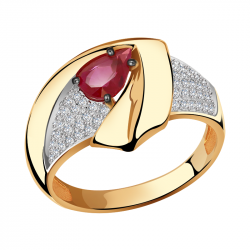 Золотое кольцо Александра 4012090ск с бриллиантом и рубином 4012090ск фото