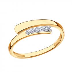 Золотое кольцо Золотые узоры 51-0110 с цирконием 51-0110 фото