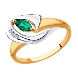 Золотое кольцо Diamant 51-210-00537-2 с бриллиантом и изумрудом 51-210-00537-2 фото