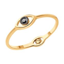 Золотое кольцо Diamant 51-210-01724-2 с чёрным бриллиантом 51-210-01724-2 фото