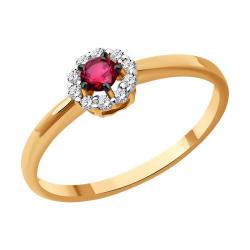 Золотое кольцо Diamant 51-210-01768-3 с бриллиантом и рубином 51-210-01768-3 фото