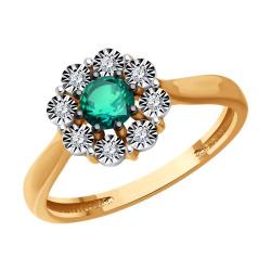 Золотое кольцо Diamant 51-210-01817-4 с бриллиантом и изумрудом 51-210-01817-4 фото