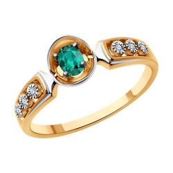 Золотое кольцо Diamant 51-210-01827-1 с бриллиантом и изумрудом 51-210-01827-1 фото