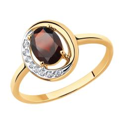Золотое кольцо Diamant 51-310-00224-2 с фианитом и гранатом 51-310-00224-2 фото