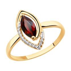Золотое кольцо Diamant 51-310-00241-2 с фианитом и гранатом 51-310-00241-2 фото