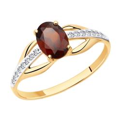 Золотое кольцо Diamant 51-310-00256-2 с фианитом и гранатом 51-310-00256-2 фото