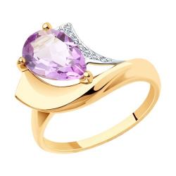 Золотое кольцо Diamant 51-310-00928-2 с фианитом и аметистом 51-310-00928-2 фото