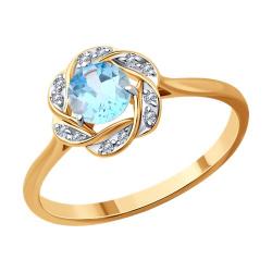 Золотое кольцо Diamant 51-310-01746-1 с топазом и фианитом 51-310-01746-1 фото