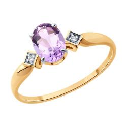 Золотое кольцо Diamant 51-310-01919-5 с фианитом и аметистом 51-310-01919-5 фото
