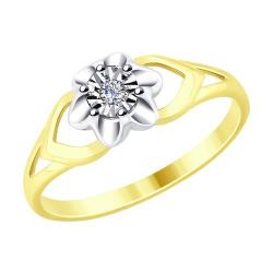 Кольцо из лимонного золота Diamant 53-210-00022-1 с бриллиантом 53-210-00022-1 фото